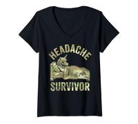 Womens Head Hurts Unicorn Headache Survivor V-Neck T-Shirt