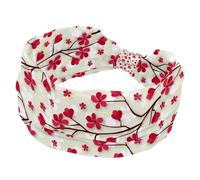 Women's Headband, Beautiful Cherry Blossom Pattern Pink Wide Hairband, Elastic Non-Slip Headband, Twist Knotted Sport Workout Head Wrap, Hair Accessories