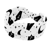 Women's Headband, Coffin Moon Pattern Wide Hairband, Elastic Non-Slip Headband, Twist Knotted Sport Workout Head Wrap, Hair Accessories