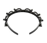 Womens Headband Edge Clips Double Layer Hairband Braided Styling Tools Black