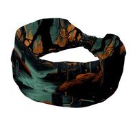 Womens Headband, Elastic Wide Headbands, Halloween Cemetery Sweat Wicking Hair Wraps for Workout, Yaga, Running, Hiking, Exercise, Soft Hair Accessories