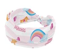 Women's Headband, Lovely Princess Crown Rainbow Star Pink Stripe Wide Hairband, Elastic Non-Slip Headband, Twist Knotted Sport Workout Head Wrap, Hair Accessories