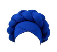 Womens Headband Small Boho Braided Turban Hat African Turbans for Women Headwraps for Black Women Braid Silky Turban Hats Elastic Leopard Headband (Blue, One Size)