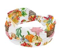 Women's Headband, Thanksgiving Autumn Harvest Pumpkin Wide Hairband, Elastic Non-Slip Headband, Twist Knotted Sport Workout Head Wrap, Hair Accessories