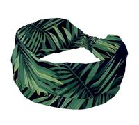 Women's Headband, Watercolor Rainforest Green Leaves Wide Hairband, Elastic Non-Slip Headband, Twist Knotted Sport Workout Head Wrap, Hair Accessories