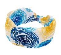Womens Headbands Art Blue Yellow Graffiti Drawn Circles Elastic Head Bands Non Slip Wide Hairband Turban Headband for Workout Yoga Sport Running