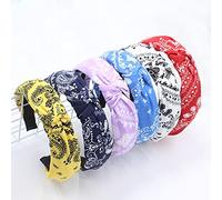 Women's Headbands Boho Hair Band Vintage Elastic Printed Head Wrap Stretchy Moisture Hairband Twisted Cute Hair Accessories (ArchCashew6)