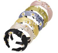 Women's Headbands Boho Hair Band Vintage Elastic Printed Head Wrap Stretchy Moisture Hairband Twisted Cute Hair Accessories (6SunFlower3)