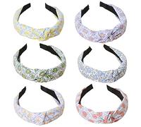 Women's Headbands Boho Hair Band Vintage Elastic Printed Head Wrap Stretchy Moisture Hairband Twisted Cute Hair Accessories (6MIFlower)