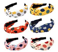 Women's Headbands Boho Hair Band Vintage Elastic Printed Head Wrap Stretchy Moisture Hairband Twisted Cute Hair Accessories (6BDots)