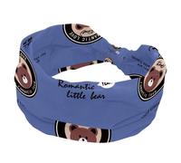 Womens Headbands Cartoon Bear Pattern Royal Blue Elastic Head Bands Non Slip Wide Hairband Turban Headband for Workout Yoga Sport Running