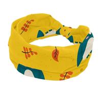 Womens Headbands Cute Cartoon Owl Maple Leaf Pattern Elastic Head Bands Non Slip Wide Hairband Turban Headband for Workout Yoga Sport Running