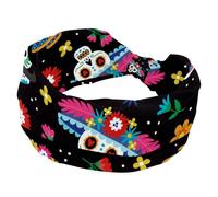 Womens Headbands Elastic Head Bands Colorful Day of the Dead Pattern Non Slip Wide Hairband Turban Headband for Workout Yoga Sport Running