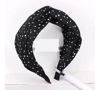 Womens Headbands,Hair Bands, New Casual Fan Irregular dots in The Middle Cross Knotted Wide-Brimmed Headband Headband Hairpin, Beige Random dots Cross Hairband (Color : Black orgy)