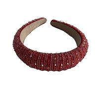 Womens headbands,Hairbands Beaded Crystal Rhinestone Headpiece Baroque Style Hair Styling Accessories Headbands Headwear for Women, White Gold(Red)