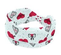 Womens Headbands Hand Drawn Valentine Love Heart Elastic Head Bands Non Slip Wide Hairband Turban Headband for Workout Yoga Sport Running