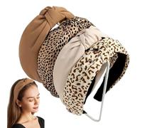 Women's Headbands, Pack of 4 Leopard Print Headbands, 12 x 3 cm Headbands for Women, Fashion Knotted Headbands for Women and Girls Hair (4 Colours)