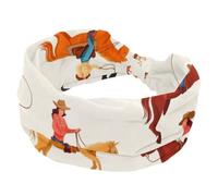 Womens Headbands, Twisted Cross Sport Hairbands, Non-Slip Headbands for Girl, Vintage Western Wild Cowgirls Horses Rodeo Yoga Workout Sweat Head Wrap