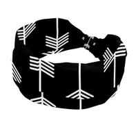 Womens Headbands White Arrow on Black Background Pattern Elastic Head Bands Non Slip Wide Hairband Turban Headband for Workout Yoga Sport Running