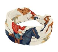 Women's Headbands, Workout Hairbands, West Wild Catcus Cowboys with Horses Rodeo Non Slip Headbands, Moisture Wicking Sport Hairband, Fashion Hair Wrap