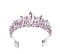 Women's Headdresses,Hair Jewelry Crown Tiaras for Women Baroque Luxury Pink Crystal Bridal Crown Tiaras Women Diadem Tiaras for Girl Bride Wedding Hair Accessories