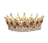 Women's Headdresses,Hair Jewelry Crown Tiaras for Women Crystal Crown Tiara Bridal Hair Accessories Rhinestone Crystal Round Crown Hair Jewelry for Women Crown Tiaras Gift by(Antique Bronze Plated)