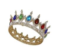 Women's Headdresses,Hair Jewelry Crown Tiaras for Women Crystal Vintage Royal Queen King Tiaras and Crowns Men/Women Pageant Prom Diadem Hair Ornaments Wedding Hair Jewelry Accessories(Gold colorful)