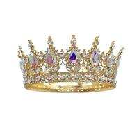 Women's Headdresses,Hair Jewelry Crown Tiaras for Women Gold Crystal Tiaras Baroque Round Crown Royal King Crowns Diadem Prom Wedding Hair Jewelry Accessories