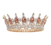 Women's Headdresses,Hair Jewelry Crown Tiaras for Women Gold Crystal Tiaras Baroque Round Crown Royal King Crowns Diadem Prom Wedding Hair Jewelry Accessories