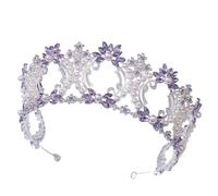 Women's Headdresses,Hair Jewelry Crown Tiaras for Women Silver Color Fashion Purple Lilac Crystal Rhinestone Tiara Crow
