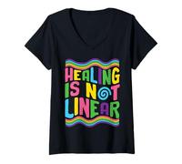 Womens Healing is Not Linear V-Neck T-Shirt