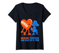 Women's Healing Together Heart and Nurse Design V-Neck T-Shirt