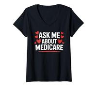 Womens Health Insurance Agent Ask Me About Medicare Cute Marketing V-Neck T-Shirt