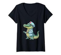 Womens Healthcare Nursing Nursing Crocodile Lover Crocodile Doctor V-Neck T-Shirt