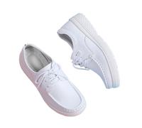 Women's Healthcare Nursing Shoes, Women Slip Resistant Lace up Comfortable Leather Work Nursing Shoes, Slip Resistant Lace up Work Restaurant Shoes, Ideal for Nurse Healthcare Crews(White,5.5 UK)