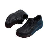 Women's Healthcare Nursing Shoes, Women Slip Resistant Lace up Comfortable Leather Work Nursing Shoes, Slip Resistant Lace up Work Restaurant Shoes, Ideal for Nurse Healthcare Crews(Black,4 UK)