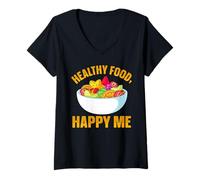 Women's Healthy Food Happy Me V-Neck T-Shirt