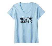 Women's Healthy Skeptic Bold Minimalist Critical Thinking V-Neck T-Shirt