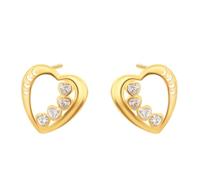Women's Heart 14 Carat Au585 Gold Earrings Lab Created Rosa Sapphire