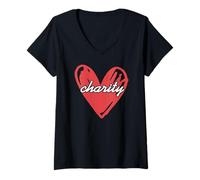Womens Heart and Charity Love Kindness Awareness V-Neck T-Shirt