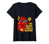 Womens Heart Attack My Heart Took A Beating Cool Mens Surgery Recov V-Neck T-Shirt