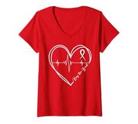 Womens Heart Disease Awareness HeartBeat CHD Wear Red Heart Health V-Neck T-Shirt