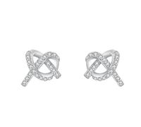 Women's Heart Knot White Gold 18K Au750 Earrings Lab Created Diamond