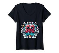 Women's Heart Lifting Weights Healthy Cardiovascular Doctor Training V-Neck T-Shirt