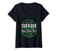 Womens Heart Lung Transplant Survivor Forever Grateful Organ Donor V-Neck T-Shirt