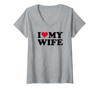 Women's Heart Motif with German Text Ich Liebe Meine Ehefrau V-Neck T-Shirt