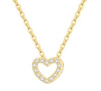 Women'S Heart Necklace, Adjustable Rose Gold Chain, Shimmering Zirconia Heart, 14K Gold Plated S925 Sterling Silver, Stylish And Sweet