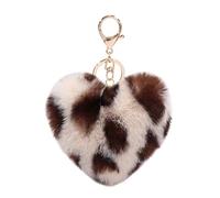 Women's Heart Puffball Keychain Faux Fur Pom Pom Keyholder Bag Accessory Keyring Backpack Charms for Girls - - S