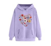 Womens Heart Pullover Hoodies Valentine's Day Funny Love Heart Print Sweatshirt Loose Casual Long Sleeve Top Hooded Ovsetzied Sweatshirts Y2K Streetwear Going Out Tops Activewear