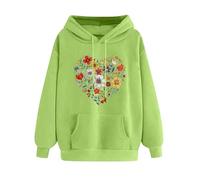 Womens Heart Pullover Hoodies Valentine's Day Funny Love Heart Print Sweatshirt Loose Casual Long Sleeve Top Hooded Ovsetzied Sweatshirts Y2K Streetwear Going Out Tops Activewear